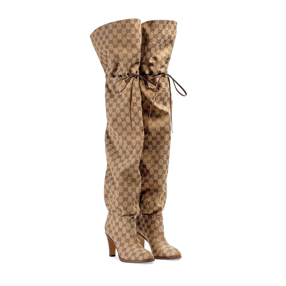 Over the knee Gucci canvas boots